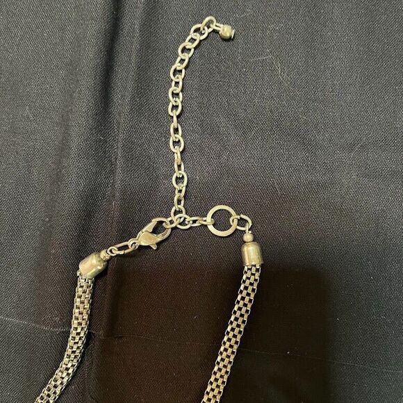 Boho Glam Chic Silver w/Turquoise & Black Beads Waterfall Necklace w/Claw Clasp - Picture 3 of 3